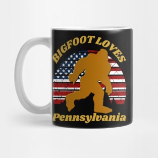 Bigfoot loves America and Pennsylvania too Mug